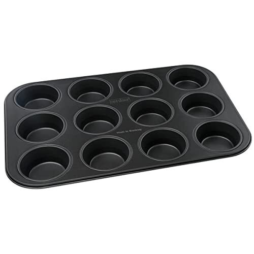 Zenker Black Metallic Stampo Muffin, Acciaio, Nero, 38 cm