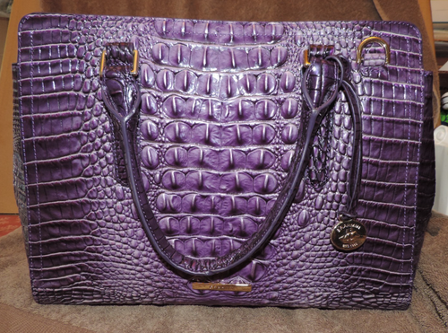 Brahmin SMALL FINLEY ULTRAVIOLET Melbourne Croc Embossed Leather HANDBAG NWTS