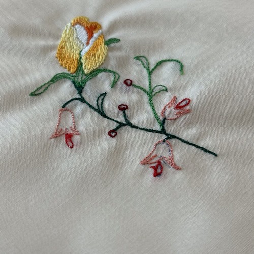 Vintage Embroidered Cloth Table Napkins Set Of 4 Yellow Roses Victorian Cottage - Picture 6 of 7