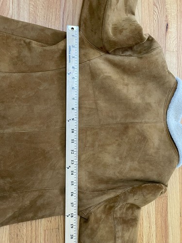 Oscar de la Renta Basic Jacket Women's 10 Brown Suede Faux Fur Shealing Lined - Picture 5 of 8