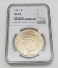 1923- P Peace Silver Dollar NGC MS 62