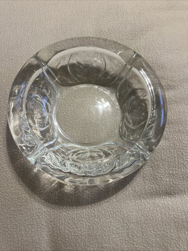 Clear Glass Ashtray Heavy Duty Floral 4 Slot 6" Round Vintage Free Shipping - Bild 7 von 7