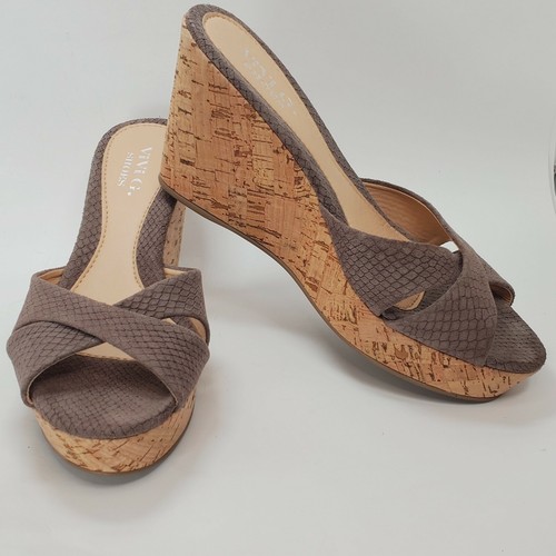 Boutique Brazilian ViVi G. Suede Cork Wedge Sandals;US Women's Size 9.5 - Picture 1 of 8