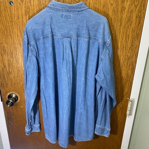 Vintage Carhartt Chambray Shirt Large Blue Denim Button-Up With Dual Pockets - Picture 10 of 10
