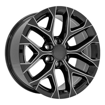 20'' OE Wheels CV98B Black w/Milled Edge 20x9 Wheel 6x5.5 Rim 24mm For Chevy GMC