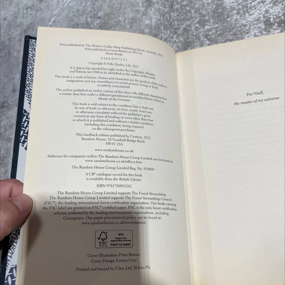 fifty shades of grey book, by EL James, 2012 Hardcover - Image 3 of 4