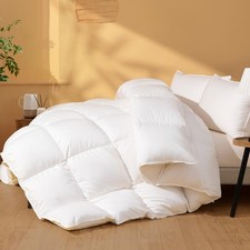 Feather Down Comforter Oversized Queen Size, Ultra Soft 100 Cotton Duvet Ins...