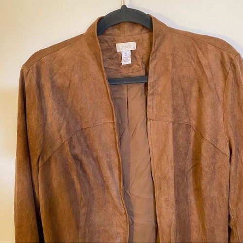Chicos Gr. 2 US L camelbraun Gingersnaps Kunst-Wildleder Fransen vorne offen Jacke - Bild 9 von 12
