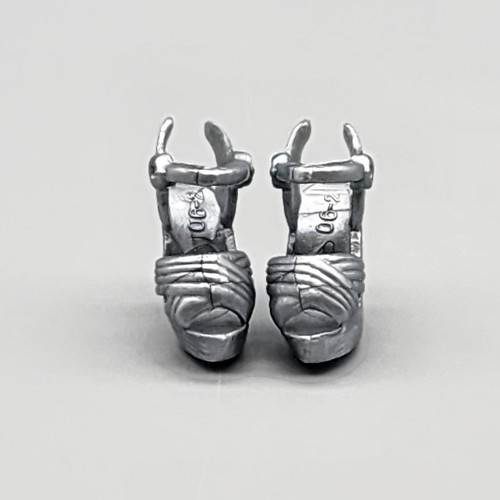 SHOES SILVER OPEN TOE CHUNKY HEEL FASHION DOLL CLOTHING ACCESSORY - Picture 8 of 9
