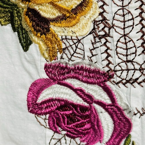 Tribal Embroidered Cotton Boho Peasant Top Size Large  - Picture 3 of 8