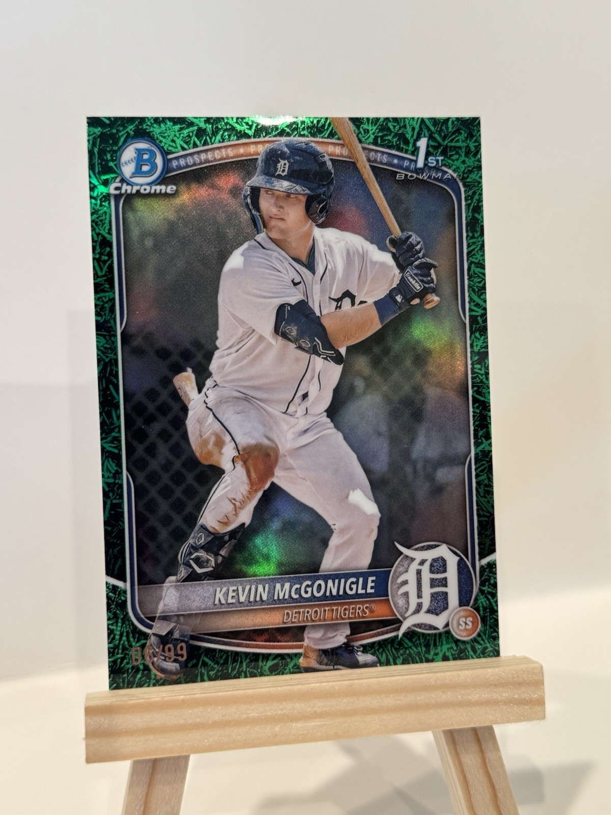 Kevin Mcgonigle 2025 Bowman 1st CHROME Prospect  BP-79 Green Grass /99 SP