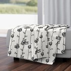 Floral Stripes One Line Floral Black And White Stripe Printed Throw Blanket