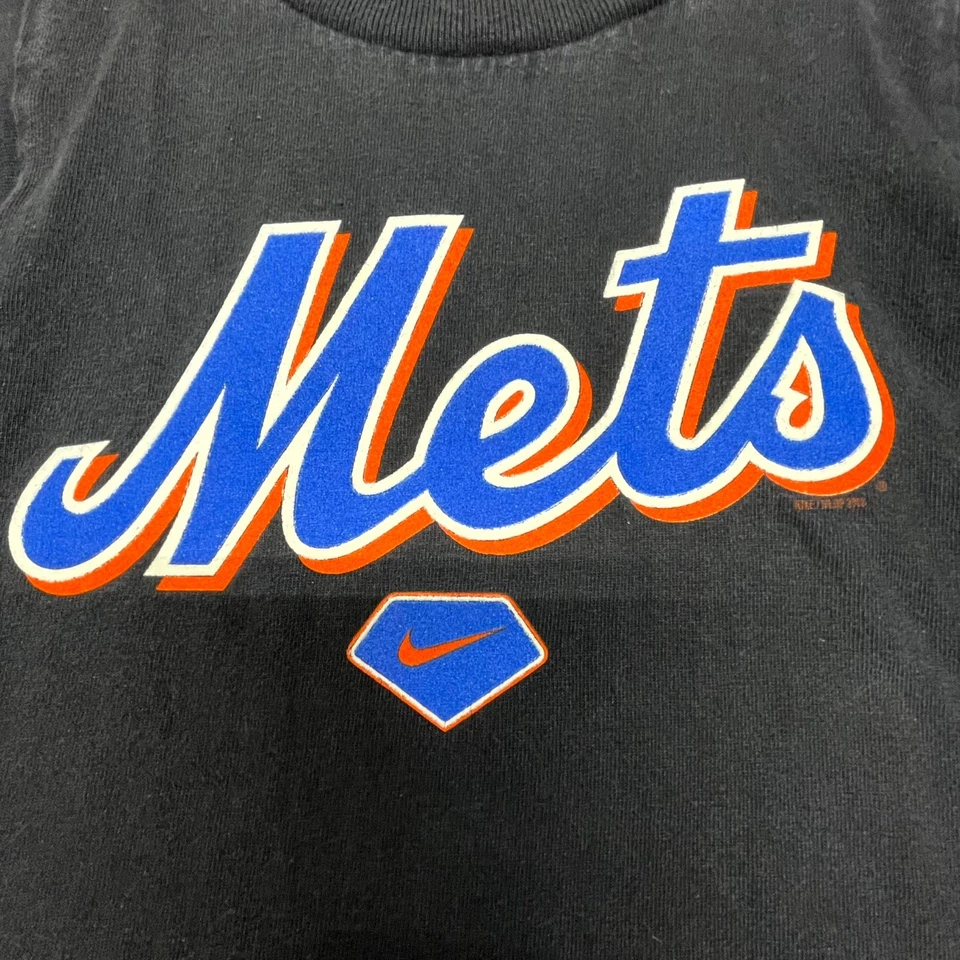 Nike MLB New York Mets Baseball Team Shirt Toddler 2T Black Graphic Logo Cotton - Image 2 of 4