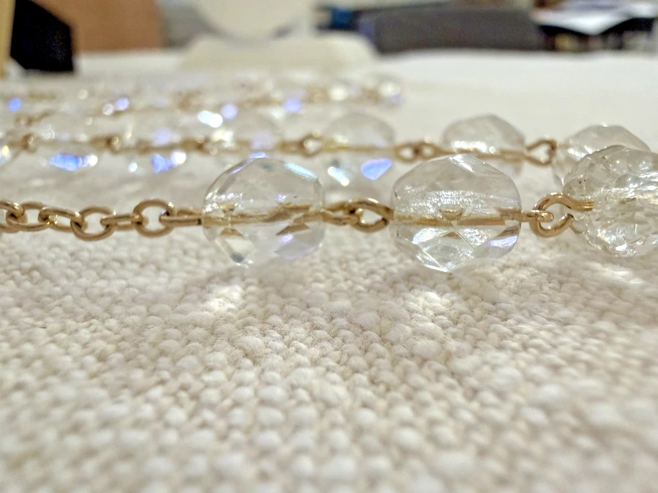 Vintage 12k Gold Filled Clear Crystal Rosary Beads Elegant Catholic - Image 4 of 4