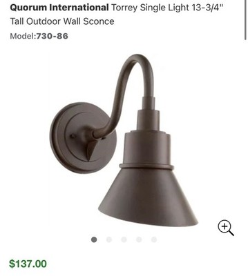 Quorum 730-86 Torrey 13.75'' Outdoor Wall Sconce in Oiled Bronze