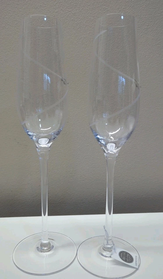 Juego de 2 flautas de champán de cristal de Swarovski con gemas copas para tostar de 10,5 pulgadas Foto 4 de 4
