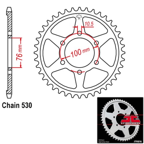 JT Sprockets Steel Rear Sprocket 530 Pitch 45 Tooth Suzuki GS550L (1979) - Picture 1 of 2