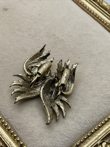 Vintage signiertes Coro Strass Krappen Set Clip auf Aura Borealis Flügel Ohrringe - Bild 5 von 13