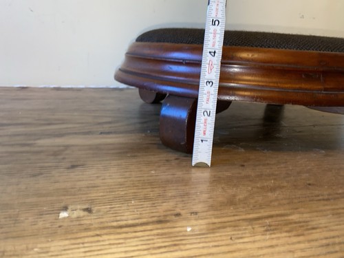 Antiker viktorianischer Nussbaum Fußhocker Handarbeit Blumenmuster Nadelspitze SEHR GUTER ZUSTAND - Bild 10 von 12