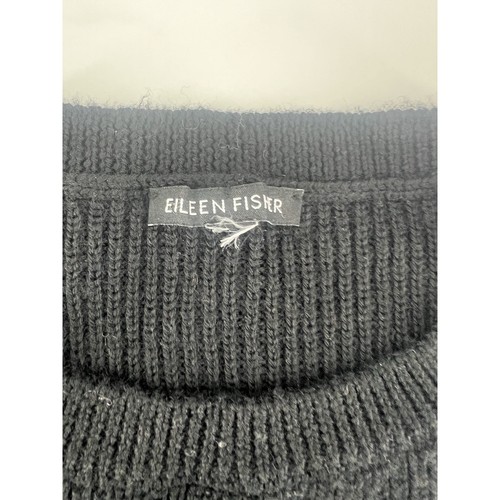 Eileen Fisher Black Sweater Medium Knit Pullover Long Sleeve Minimalist Cottage - Picture 4 of 7