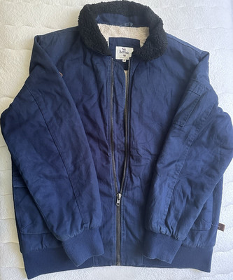 Bellfield Herren Bomberjacke Blau XL, Sherpa-Futter, Reißverschluss, Taschen