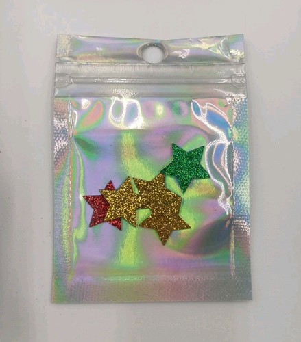 300 Mini Zipper Seal Baggies 2.5x3.5" Iridescent Mylar Foil Clear Window Bags - Picture 1 of 3