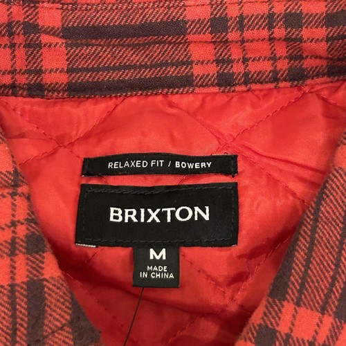 Brixton Bowery Lined Flannel Shirt Jacket Mens Medium Red Plaid Quilted Shacket - Picture 3 of 11