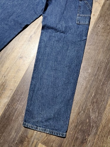 Vintage Wrangler Jeans Men Hero Sz 34x34 Blue Denim Carpenter Y2K Baggy Hip Hop - Picture 13 of 14