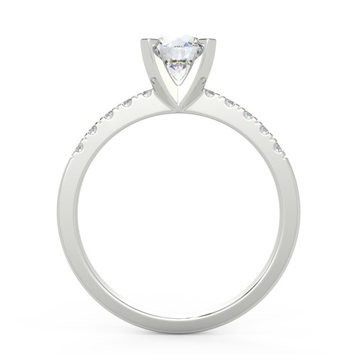 1,02 ct Rundschliff VS2/E Solitär Pave Diamant Verlobungsring 14 K Weißgold - Bild 4 von 6