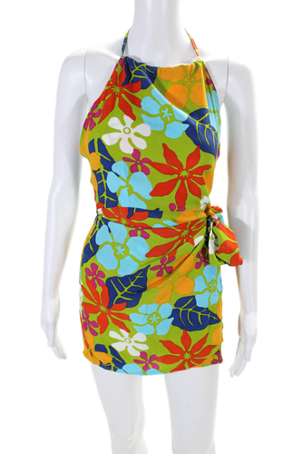 Faithfull The Brand Womens Halter Neck Floral Mini Wrap Dress Multi Size 2