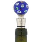 Glass Of Venice Murano Glass Bottle Stopper Blue Multicolor Millefiori 1-1/4”