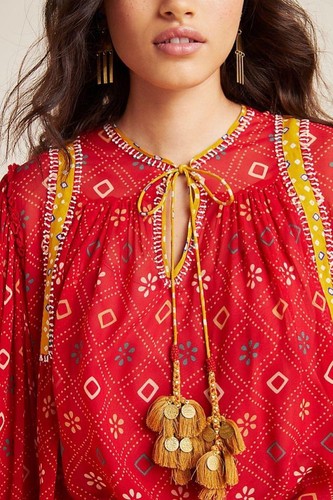 Blusa Anthropologie Verb Pallavi Singhee Top Talla Pequeña Multicolor Nueva Etiqueta $168 - Imagen 3 de 7