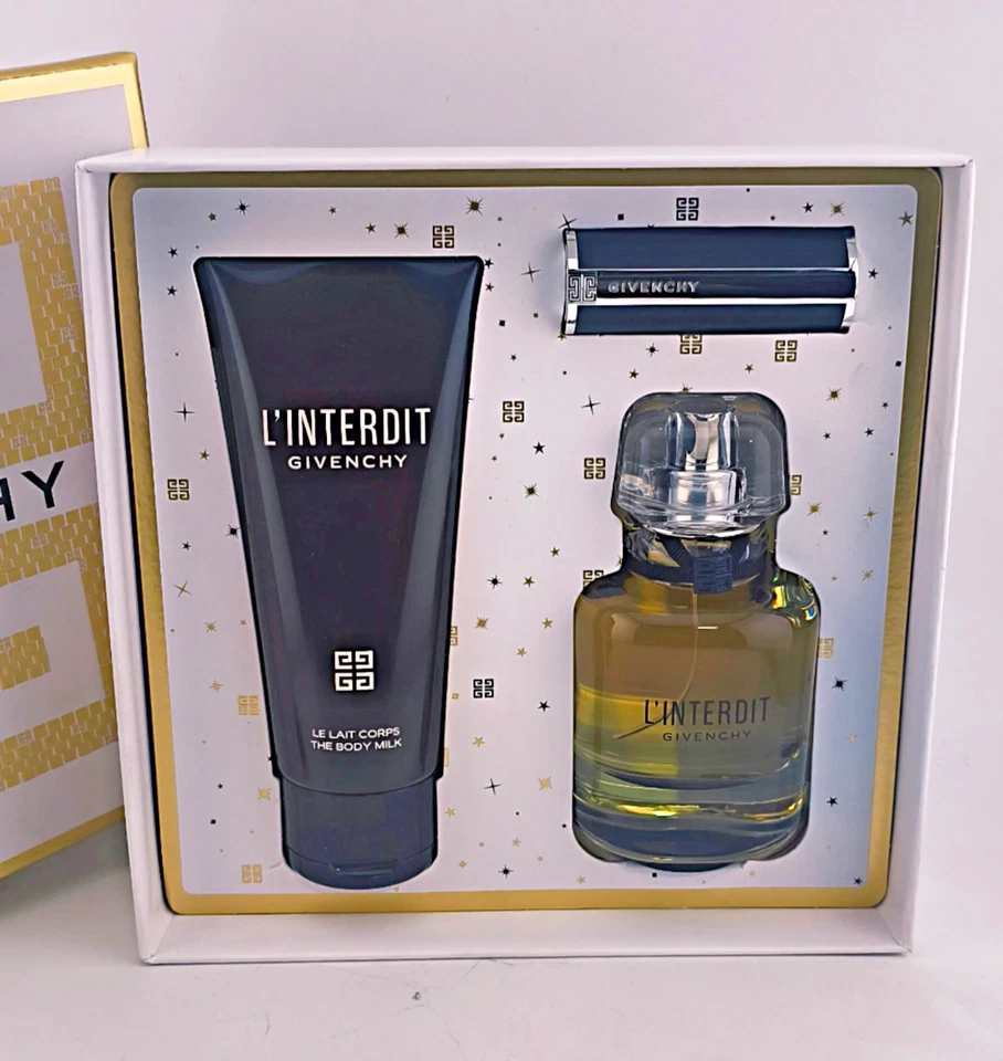 L'Interdit Givenchy 1,7 oz eau de parfum spray + 2,5 oz B/leche + lápiz labial 1,5 g EDICIÓN LIMITADA Foto 2 de 3