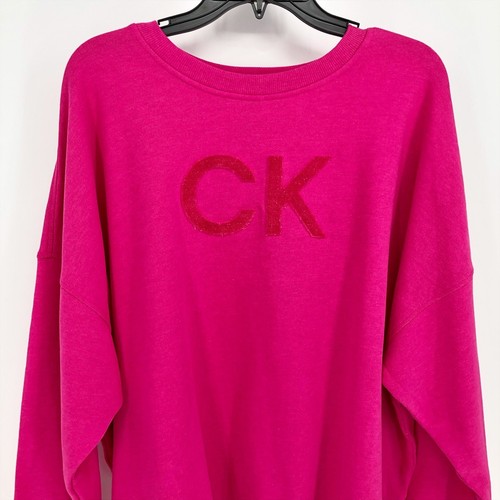 CALVIN KLEIN PERFORMANCE Womens Sweatshirt 1X Pink Logo Crewneck Pullover NWT - Picture 4 of 10
