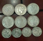 Morgan & Peace Dollar (6) & Walking Liberty Half (4) Lot  10 Total Coins