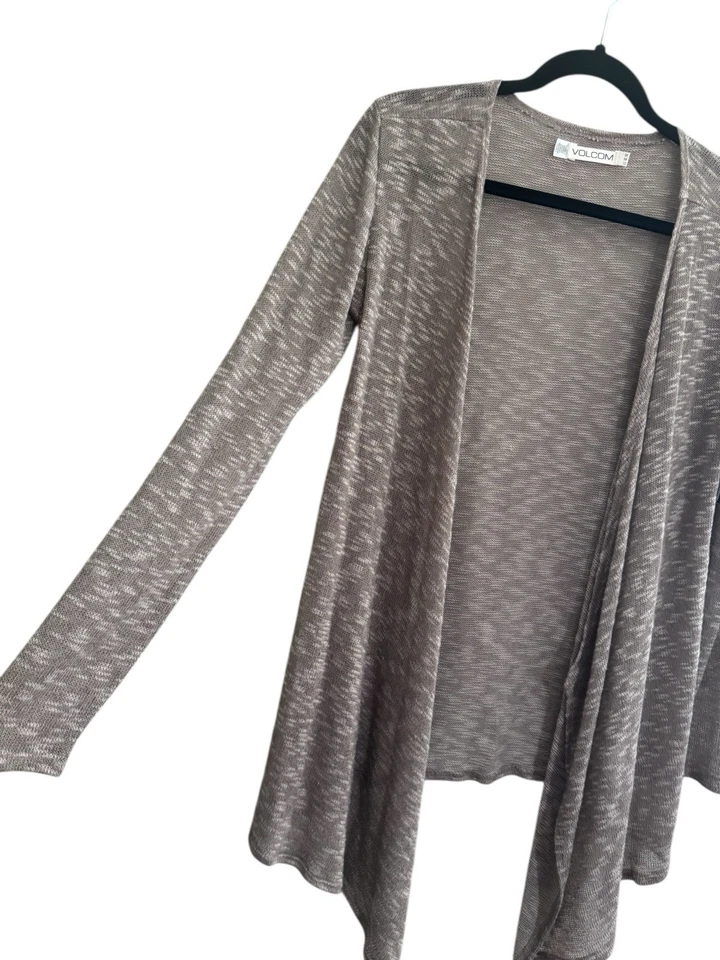 NWT Volcom Women Medium Open Cardigan Sweater Wrap Taupe Sheer Lightweight #4686 - Image 3 of 4