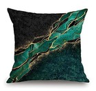 Throw Pillow Cover Abstract Black Marble Green Malachite Cotton Linen Tss104