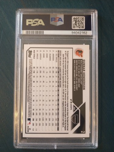 2023 Topps Chrome Gunnar Henderson Prism Refractor Rookie PSA 9 Mint Orioles RC - Imagen 3 de 4