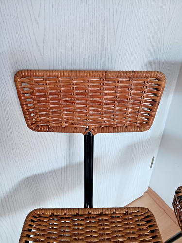 2 Vintage - Barhocker im Stil von Herta Maria Witzemann Design Geflecht, Metall - Bild 6 von 13