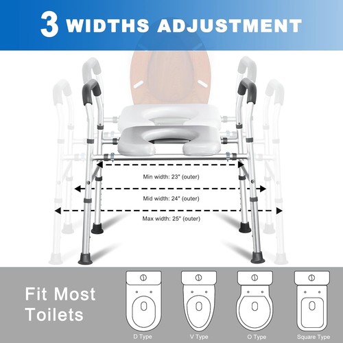 Raised Toilet Seat with Handles, Riser for Seniors Large - Bild 2 von 9