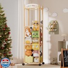 unlumm Stuffed Animal Storage, Wooden Rolling Toy Organizer with 