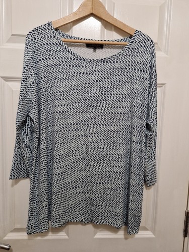 Ladies Jaeger 3/4 Sleeve Tunic Top Size XL Blue Stretch Fabric - Picture 2 of 7