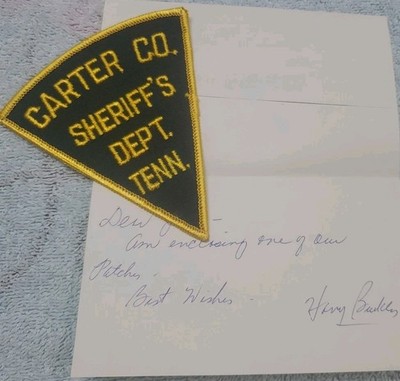 Vtg Obsolete 70s Tennessee Carter County Sheriff Patch W/ Note