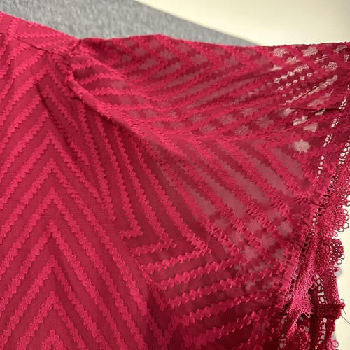 Bloomchic Blouse Womens 26 Pink Chevron Lace V Neck Short Sleeve Plus Size - Picture 4 of 14