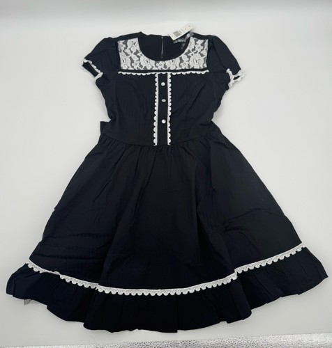 Hot Topic 4 Black Lolita Dress Lace Insert Gothic Wednesday Addams Size XS NWT - Picture 9 of 10