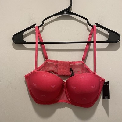 Steve Madden Convertible Bra Removable Straps Pink Heart Women's Size 36C NWT 
