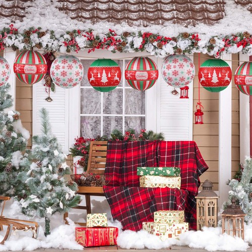 6 Pieces Christmas Hanging Paper Lanterns Set Red Green White Lamps Paper Lan... - Picture 4 of 7