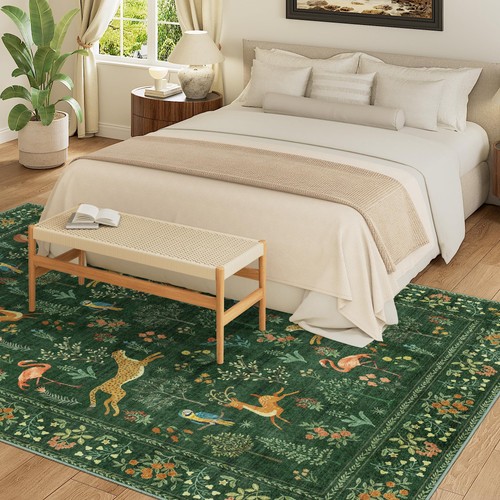 6x9 Rug, Washable Animal Living Room Rug with Non Slip Vintage Design, Soft L... - Picture 3 of 8