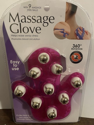 Massage Glove with 9 Massage Steel Balls 360 degree Rotation NIP