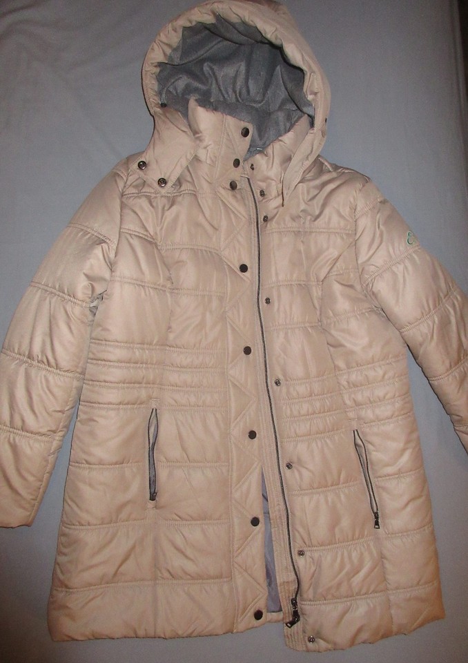 Established Polyester Padded Ladies Jacket With Hood Size 14 Light Beige